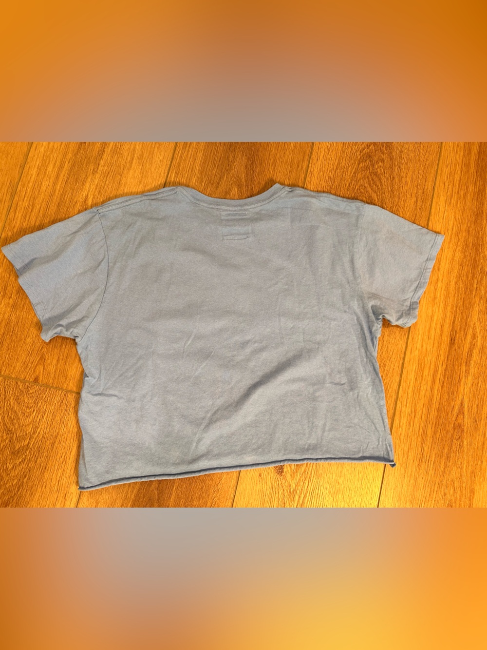 Nantucket cropped 100% cotton pale denim blue t-shirt womens preppy casual M - Picture 2 of 4